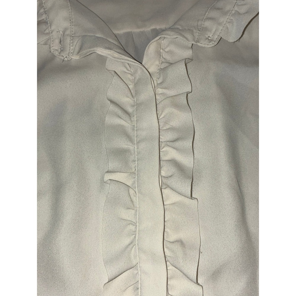 Banana Republic Womens XS Ivory Ruffle Sleeveless Button Down Blouse Top White